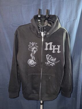 Ninth Hall Zip Up Hoodie Black Graphic Size Large NWOT